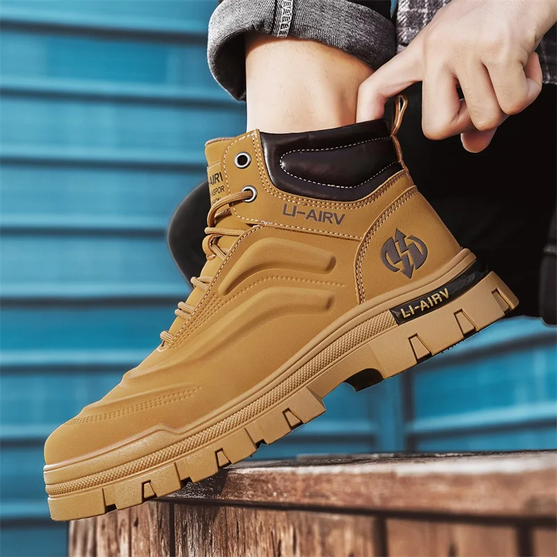 Men's Casual Shoes Thick Bottom Lace-up Workwear Shoes Men for Work Outdoor Men's Shoe High Quality Autumn Winter Hiking Boots