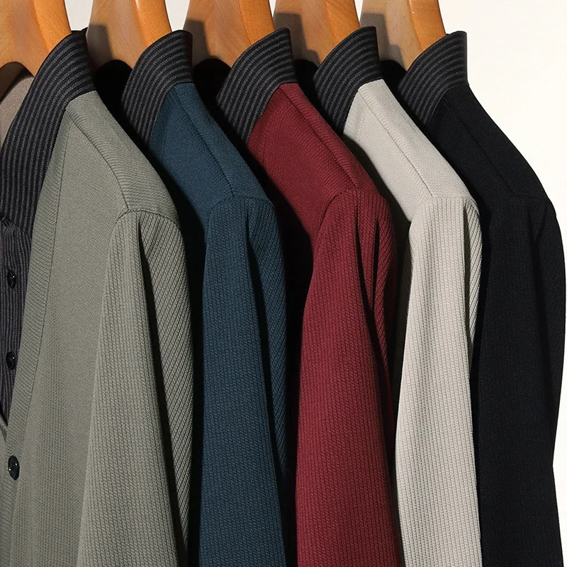Nuova Polo da Uomo 2026 con Effetto Due Pezzi, T-shirt Casual alla Moda a Maniche Lunghe con Colletto, Top Versatile - immagine 6