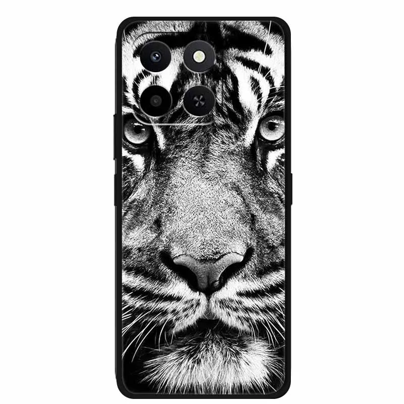 Animal Painted Soft TPU Silicone Back Cover for Honor X7d - Wolf, Lion, and Tiger Design