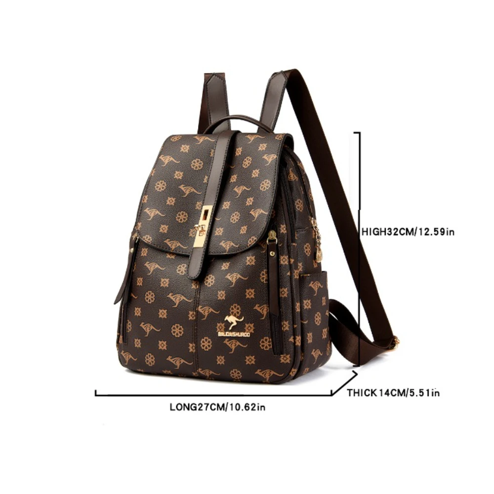 Old Flower Women\'s Backpack High Quality Bookbag Soft Leather Back Pack School Bags for Teenagers Girls Ladies Travel Bagpacks