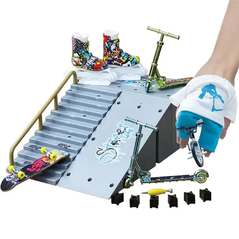 

Fingerboard Skate Set Fingerboard Skate Kit Fingerboard Ramps With Mini Finger Toy Set Including Fingerboards Finger Bike