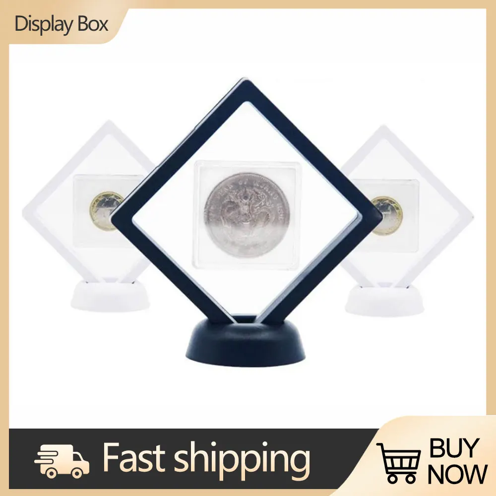 5/10pcs Display Box 3D Floating Frame Holder Stand Clear Jewelry Ring Coin Display Case Necklace Holder 7*7*2cm