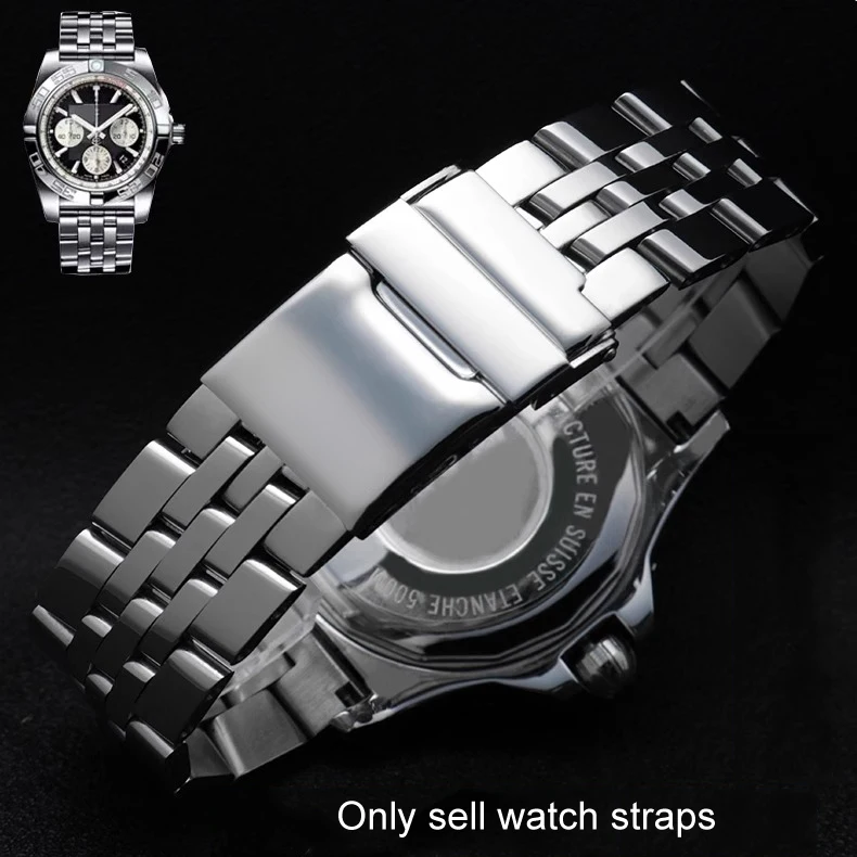 Cinturino In Acciaio Inossidabile 20Mm 22Mm 24Mm Bracciale Per Orologio Breitling Per Avenger Navittimer Superocean Con Logo