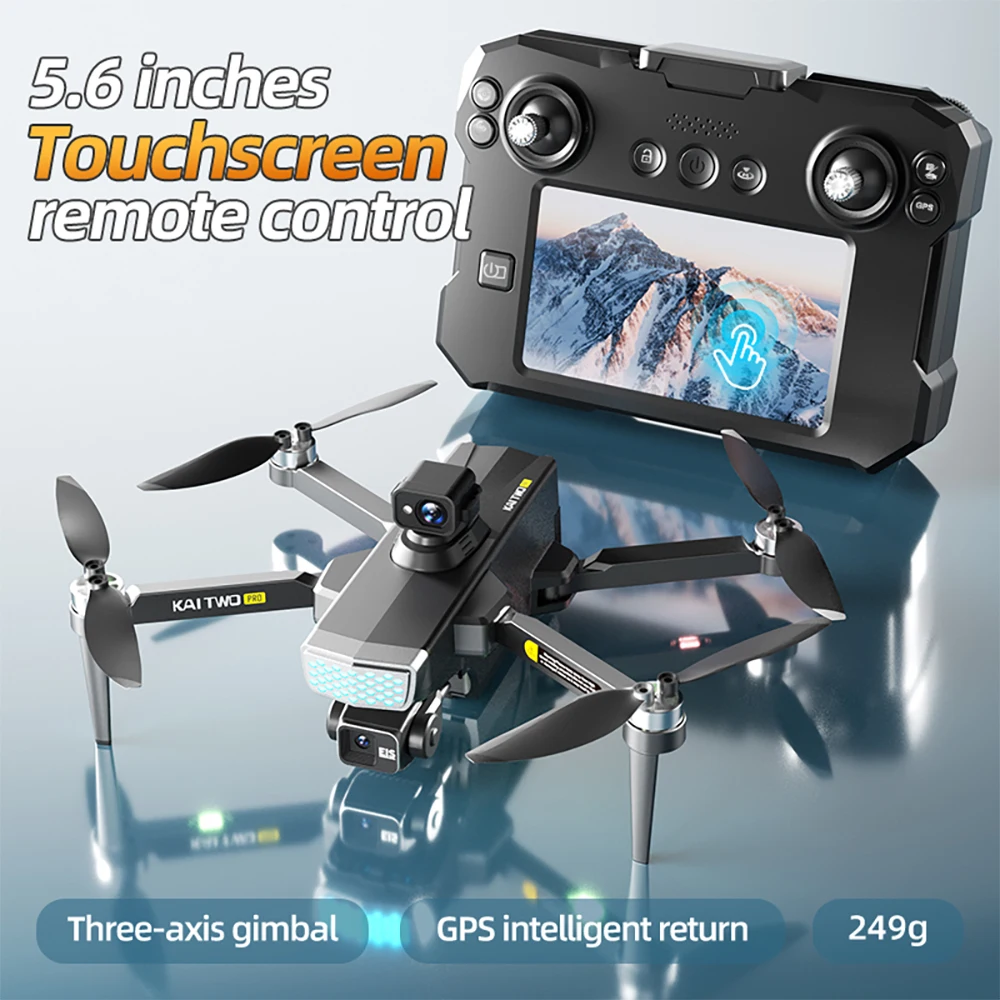 Drone Quadcopter KAITWO PRO 8K Professional GPS HD Camera 5G WIFI FPV Video 5.6 inch large screen remote control RC Dron