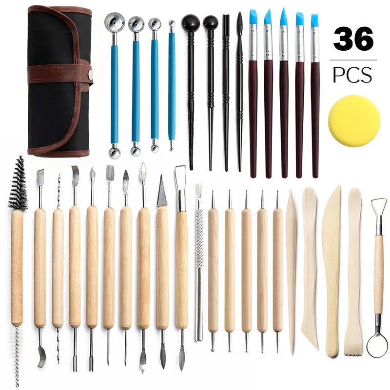 

36pcs Polymer Clay Tools Modeling Clay Sculpting Tools Set Pottery Tools with Clay Tools Ball Stylus Dotting Tools Rock