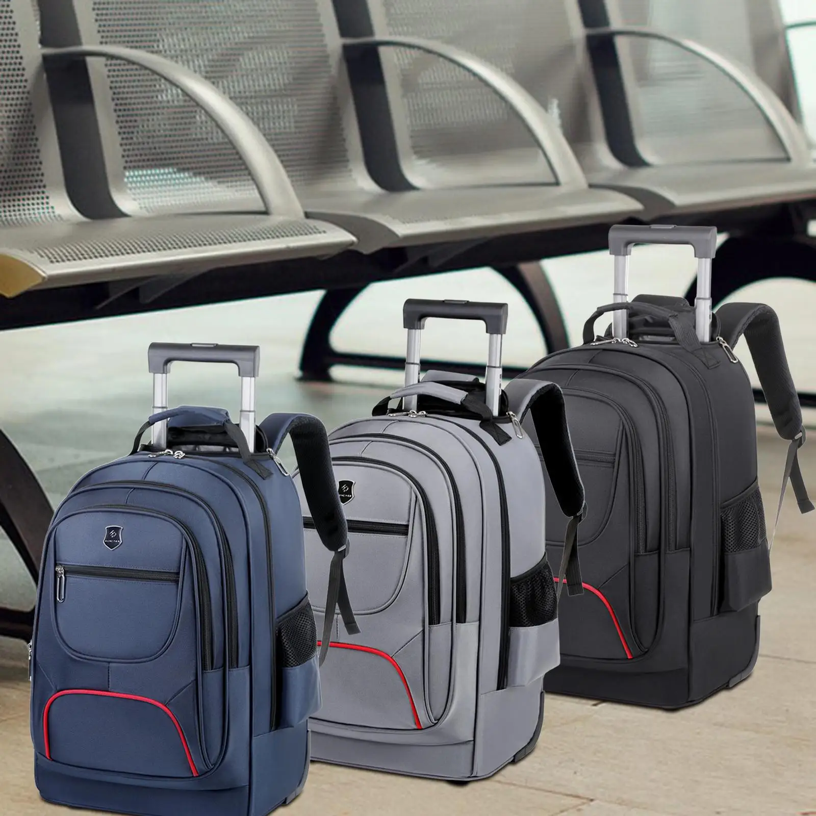 Rolling Backpack Laptop Backpack with Wheels for Women Men College Airplane