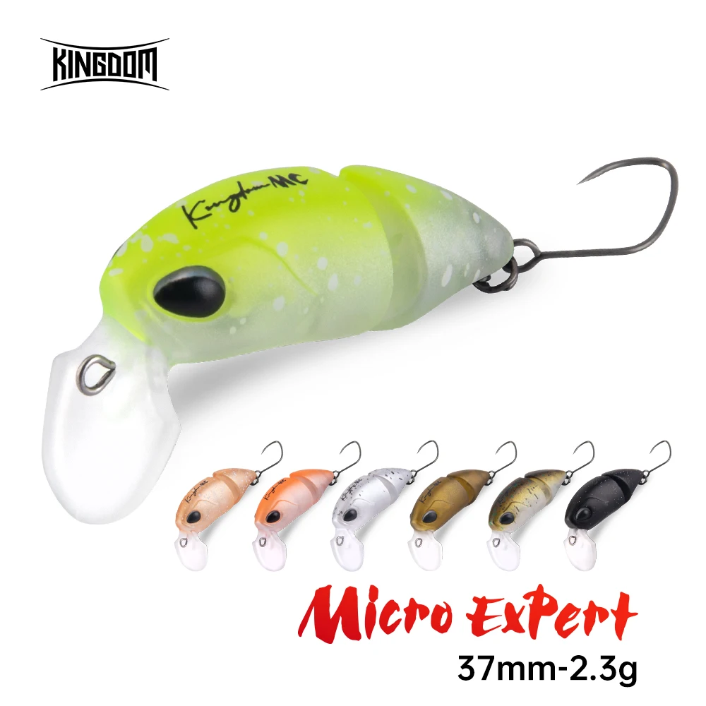KINGDOM Micro Expert Fishing Lure Jointed Floating Minnow, 2.3g 37mm Artificial Hard Swimbait Topwater Crankbait for Trout