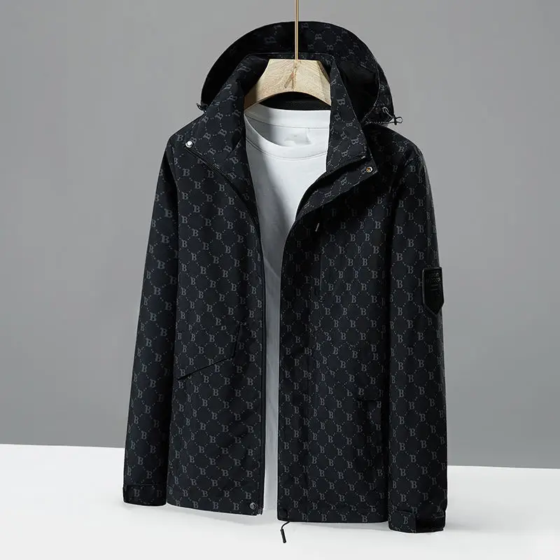 2023 Spring Autumn New Men Short Loose Casual Letter Storm Fashion Jacket Outside Waterproof Windproof Coat Youth Wear Top