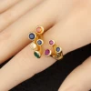 AIBEF 4 Colors Inlaid Colorful Zircon Open Rings Adjustable For Female Male Irregular Design Crystal Finger Jewelry Gift 6