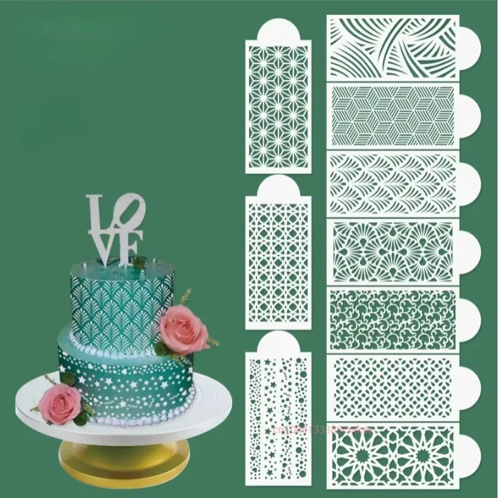 Description Picture 2 of itemWedding Cookies Chocolate Drawing Painting Fondant Cake Mesh Stamps Stencils Embossing for Decorating Tool Plastic Spray Mold