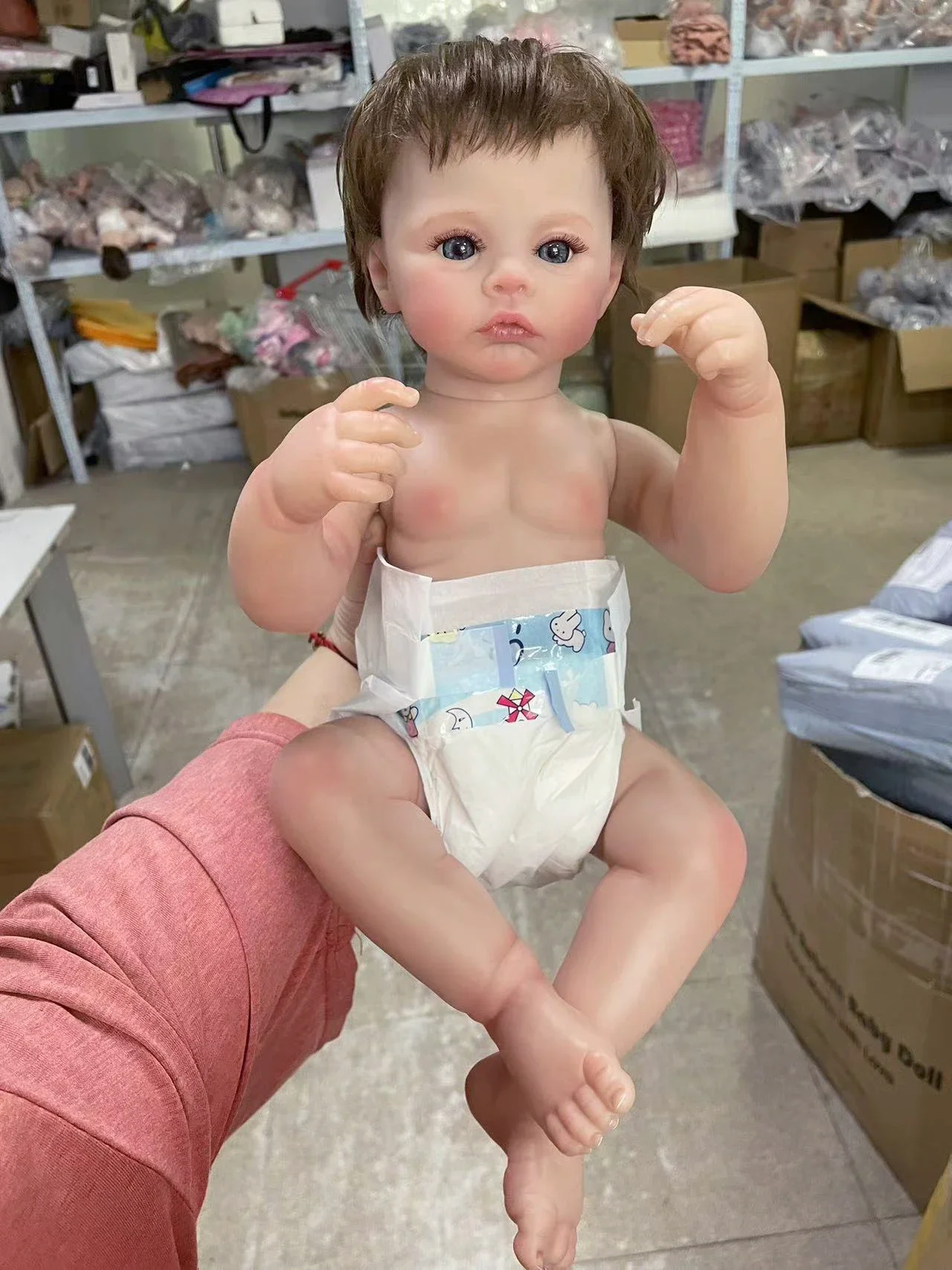 

18inch Meadow Full body Vinyl Reborn Baby Doll Newborn Baby Size Real Picture Handmade Hand-root Hair Visible Veins
