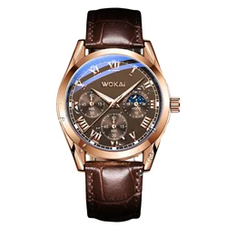 Luxury Men's Quartz Watch with PU Leather Strap - Elegant Gift (As show)