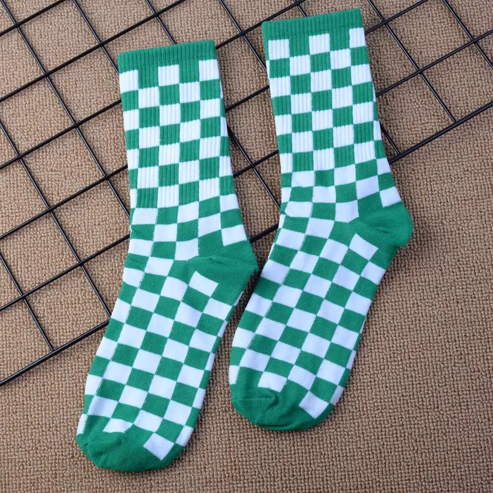 thermal socks for women 1 Pair Cotton Hip Hop Women Socks Korea Geometric Novelty Harajuku Smiling Face Girl Lady Happy Skating Checkerboard Funny Socks knee socks