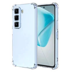 Four - Corners Shockproof Transparent TPU Protective Back Cover Case for Infinix Hot60Pro (Clear)
