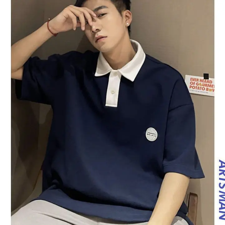 

Short-sleeved POLO shirt for men in summer Japanese style cityboy trendy brand T-shirt design niche half-sleeve men clothing top