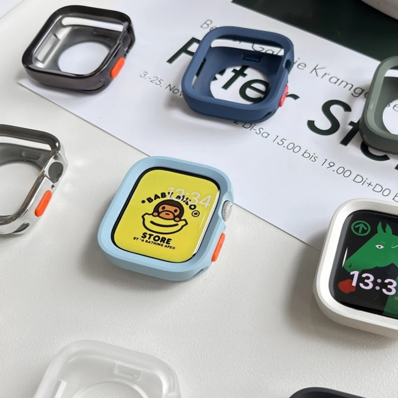 Apple Watch 커버 용 캔디 소프트 실리콘 케이스 8 9 7 6 Se 5 4 Ultra 49mm 45mm 38mm 보호 Iwatch 시리즈 44mm 40mm 41mm 커버