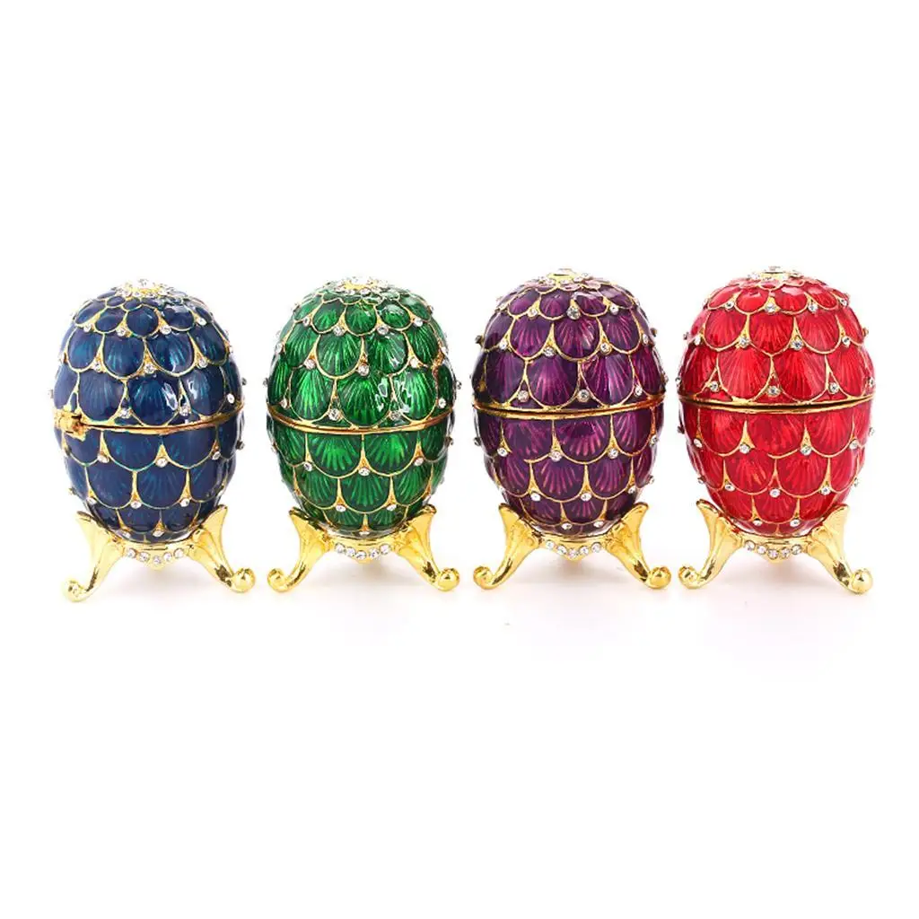 Mini Enamel Rhinestone Easter Egg Jewelry Box Wedding Ring Box