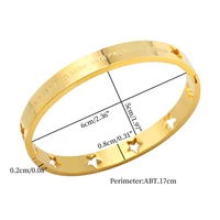 JINHUI STARS ALL ALIGNED BRACELET SET Stainless Steel Smooth Hollow Star Bangle For Women Metallic Gold Color Waterproof Jewelry 2