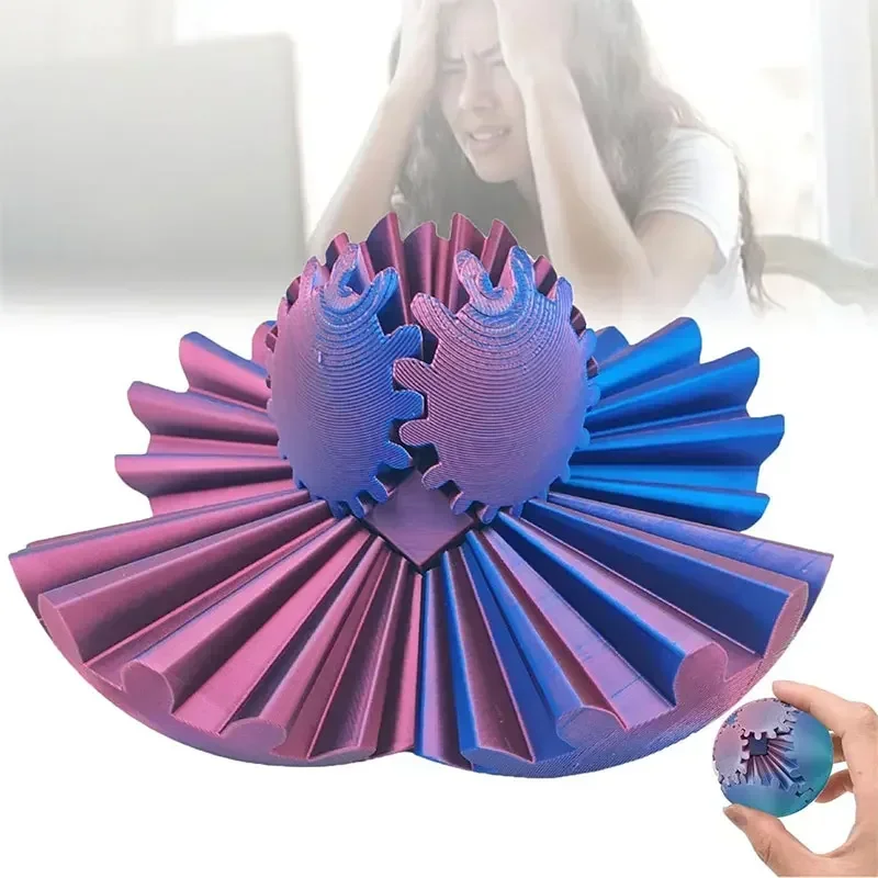 Fidget Toys 3D Printed Gear Ball Spin Ball