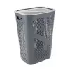 60L Slim Laundry Hamper, Lid, Ventilated, Plastic, 17.25"L x 13.75"W x 23.5"H, Gray 3
