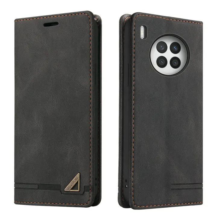 Premium RFID Leather Flip Case with Card Slots and Textured Book-Style Cover