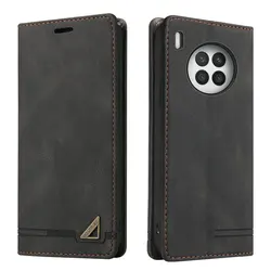 Premium RFID Leather Flip Case with Card Slots and Textured Book - Style Cover for Honor 50 Lite (BLACK)
