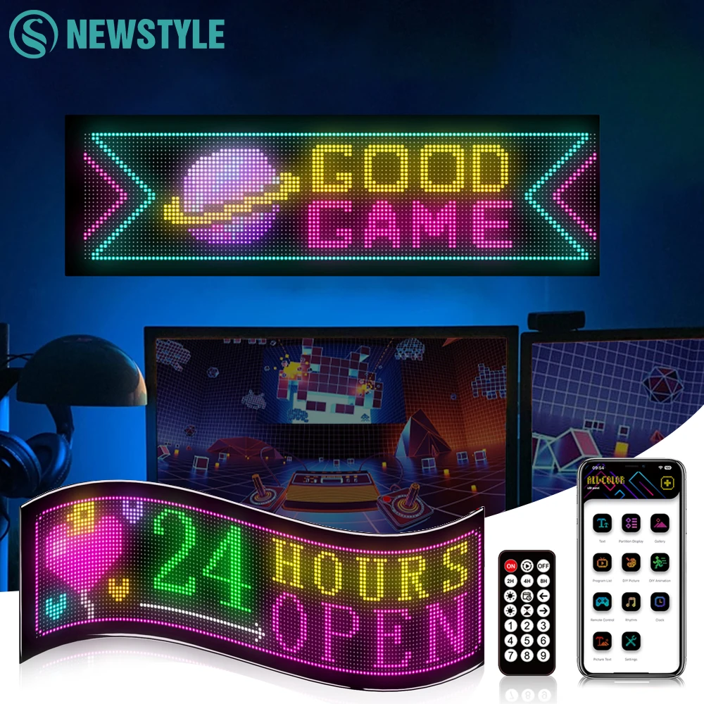 LED Matrix panel Bluetooth APP Control Car Sign Devil&lsquo;s Eyes Screen Scrolling Light Remote Text Pattern LED Sign Display Windows led modules led module led neon sign led panel light led display controller