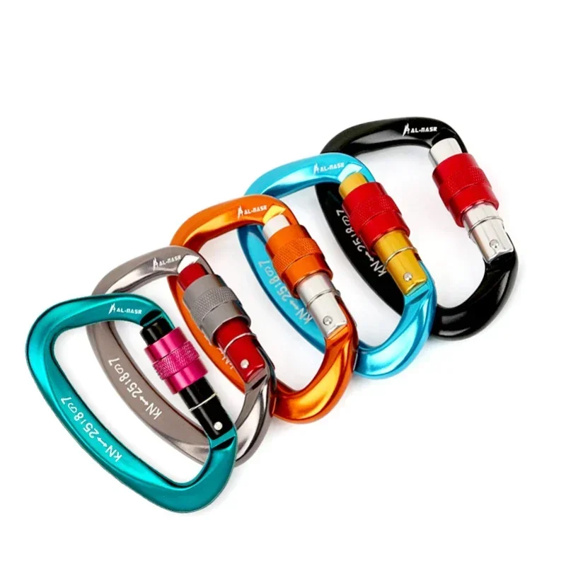 climbing carabiner 12/25KN Professional Safety D Shape Key Hooks Aluminum Security Master Lock Outdoor Ascend Camping Tools