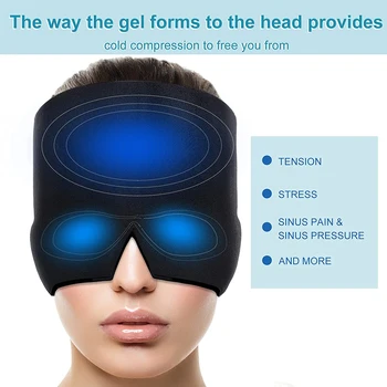 Gel Hot Cold Theray Headache and Migraine Relief Cap Ice Hat Eye Mask For Relieve Headach Stress Puffy Eyes Stretchable Ice Pack 5