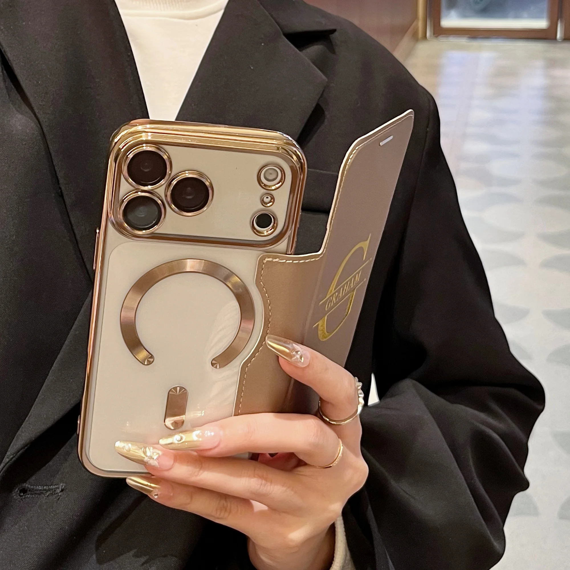 Luxury Flip Insert Card Faux Leather Case for iPhone 17 thumbnail 7