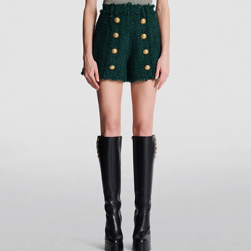 2023-new-arrival-lady-designed-bottoms-women-autumn-winter-double-breasted-all-match-tweeds-shorts