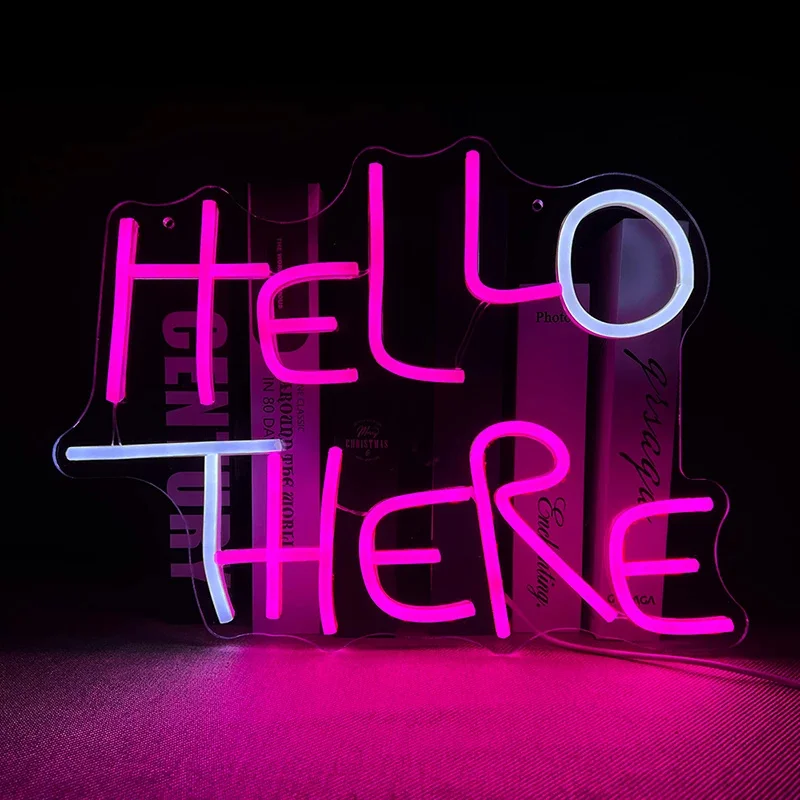 Hello There Social Scene Neon LED Light Bedroom Acrylic Sheet Wall Decor Room Shop Party Bar Wedding Valentine's Day Gift