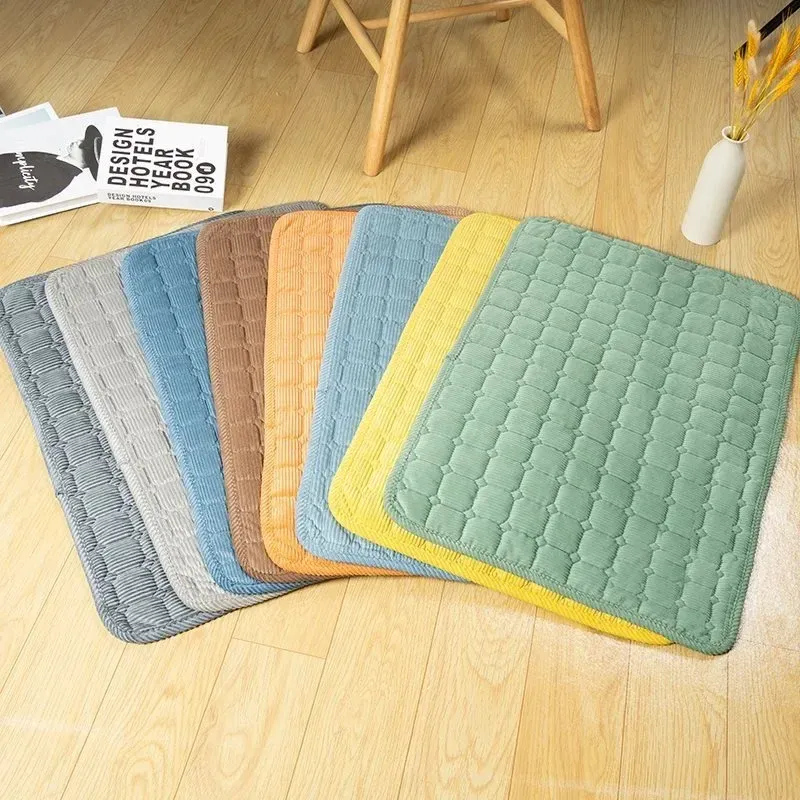 Corduroy Pet Bed & Mat for Small Medium Dogs Cats Oversized Thermal Insulated Non-Slip Kennel Pad with Durable Warming Sleep Mat