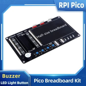 Raspberry Pi Pico Breadboard Kit Breakout Expansion Board Support LED Lights Buttons Buzzer Bread Board for RP2040 Pico 1