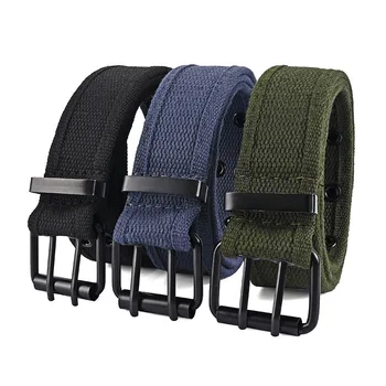 Men's Belt Double Row Metal Needle Buckle Woven Belt Women's Leisure Sport Outdoor Work Belt， Pair with Pants Jeans Neutral Belt 1