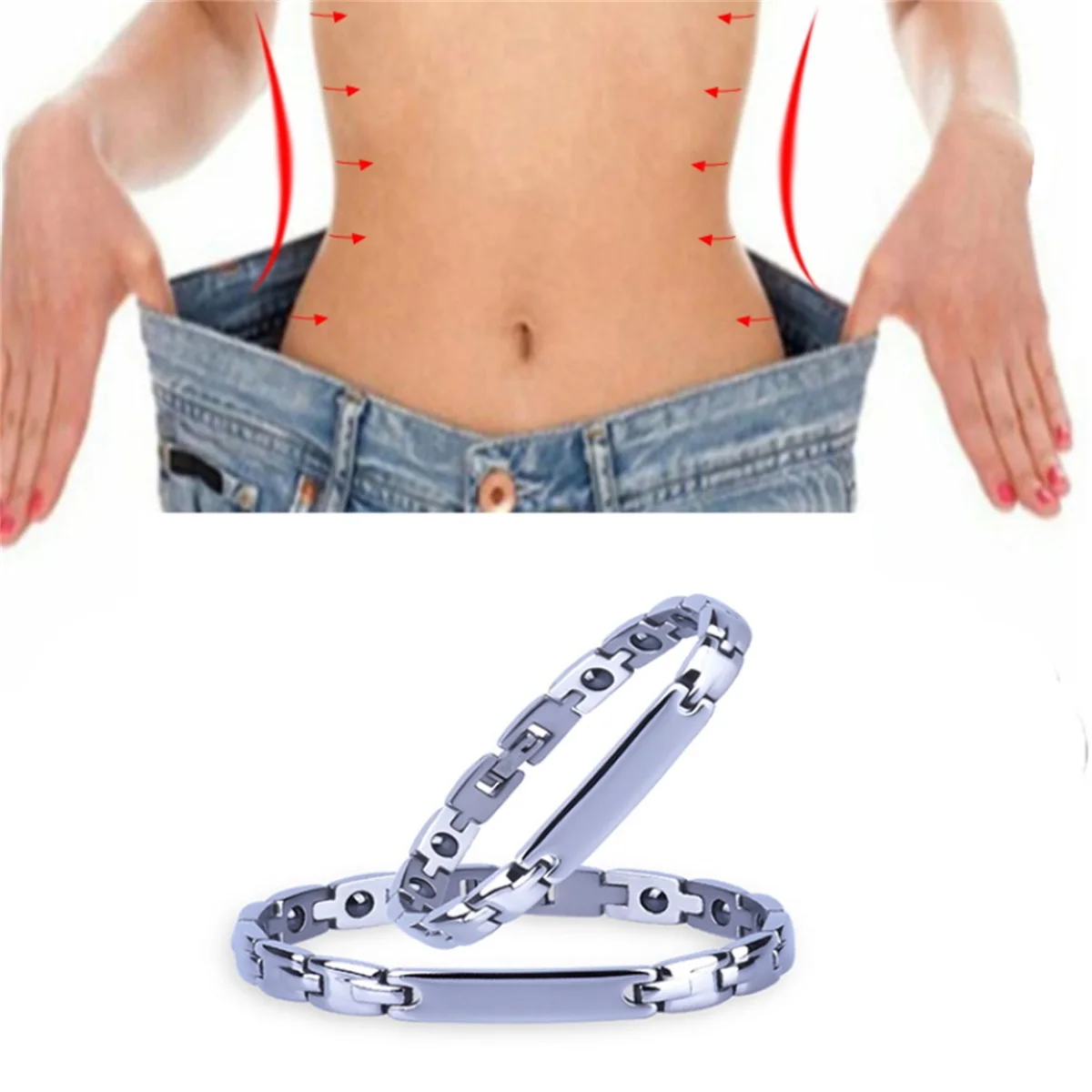 

Black Gallstone Titanium Steel Magnetic Acupoint Joint Pain Relief Weight Loss Healthy and Slimming Men and Women's Bracelet