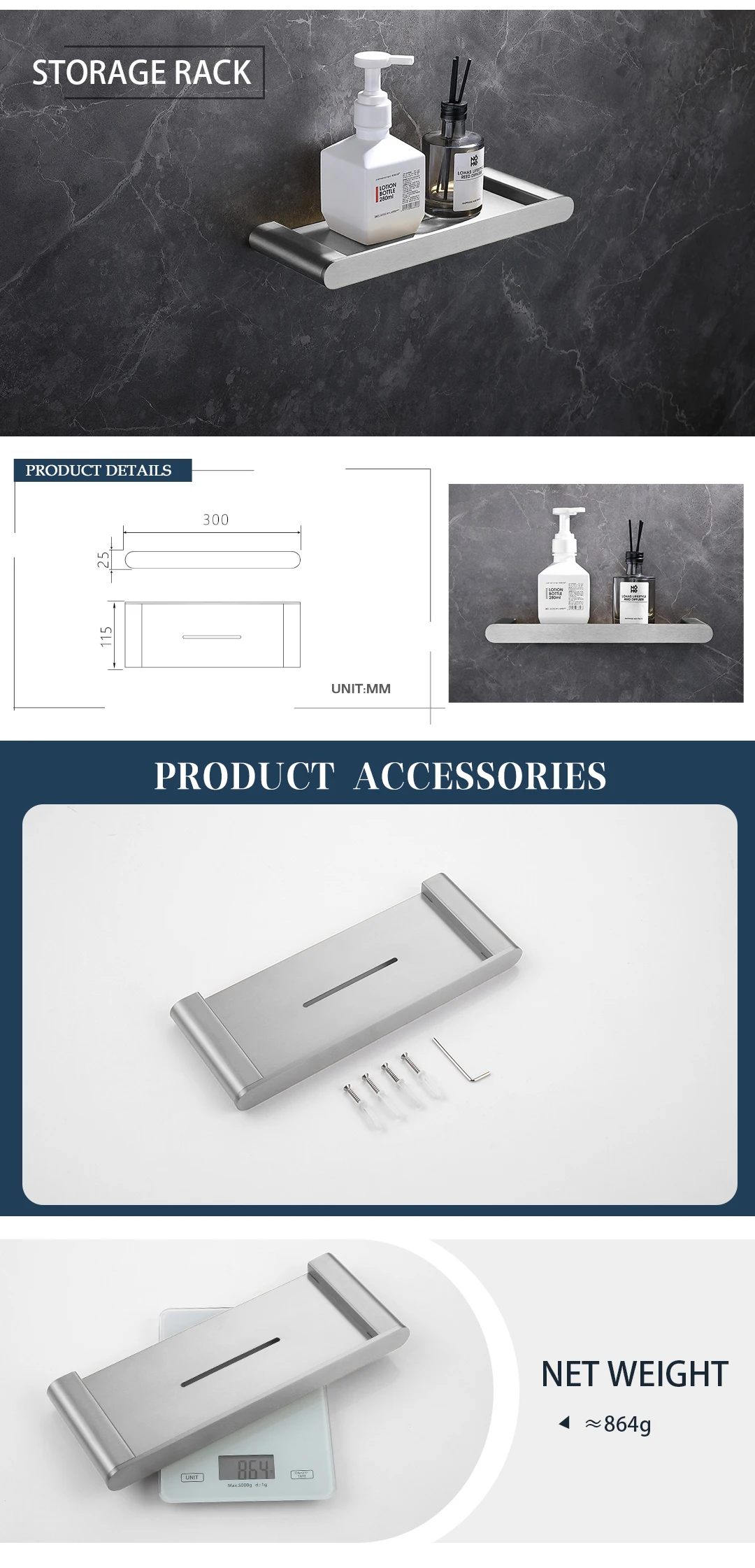 Brushed Bathroom Hardware Accessories Set  Brass Kit Towel Bar Ring Robe Hook Paper Holder Towel Ring Toilet Brush