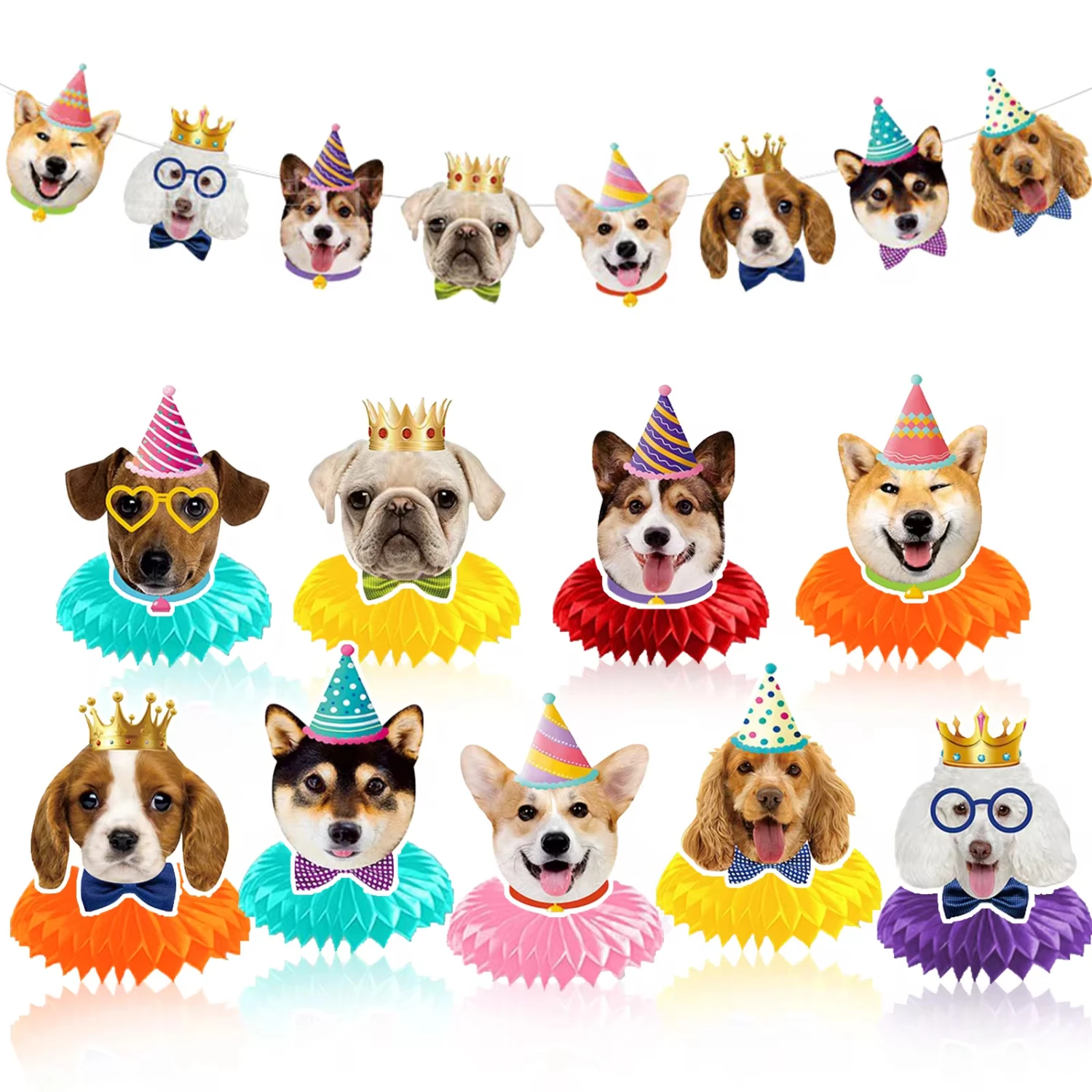 Dog Party Decorations Set 10 Pcs Puppy Pet Honeycomb Centerpieces Theme Banner Birthday Dog Theme Birthday Party Shower dog party decorations