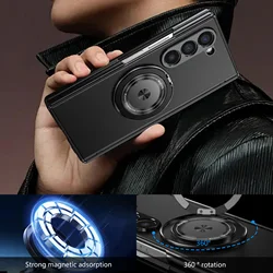 Premium Aluminum Alloy Rotating Ring Phone Case with Hinge Protector - Galaxy Z Fold 8 Ultra (Black)
