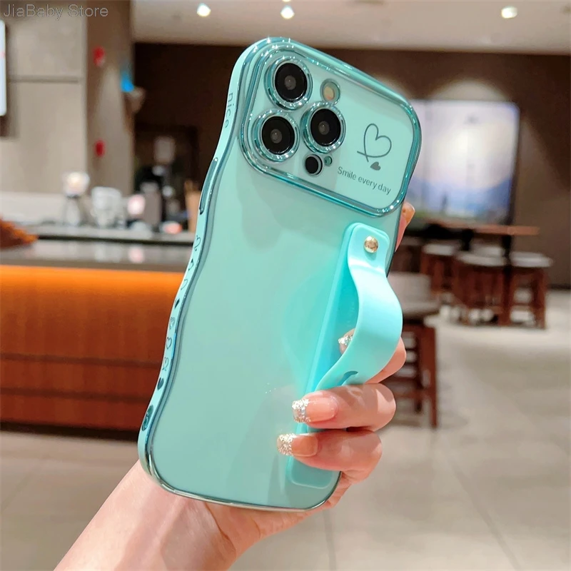 Glitter Camera Protection Luxury Jellewed Heart Holder Liquid Soft Phone Case For iPhone 11 12 13 14 15 16 Plus Pro Max Cover_voghion.com