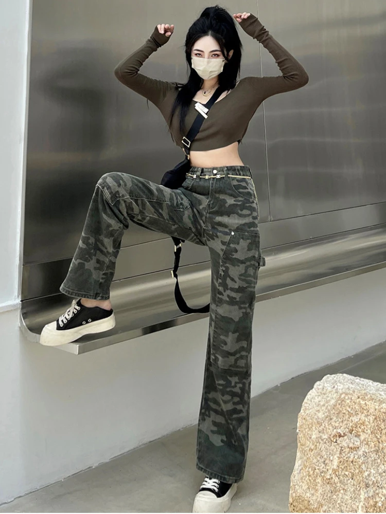 ANJAMANOR Camouflage Cargo Pants Streetwear Women Fashion Bottoms Baggy  Pants Autumn 2023 Casual Trousers D82-EE45 - AliExpress