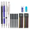 2.0 Retractable Mechanical Metal Plastic Pencil Colored Black 2mm Refill 2B Lead for Sketch Drawing School Drawing Pencil 1