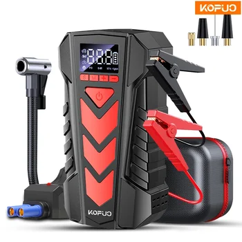 KOPUO 2000A Jump Starter e compressore d'aria, gonfiatore per pneumatici 150PSI per gas/diesel, LED a 3 modalità, centrale elettrica portatile