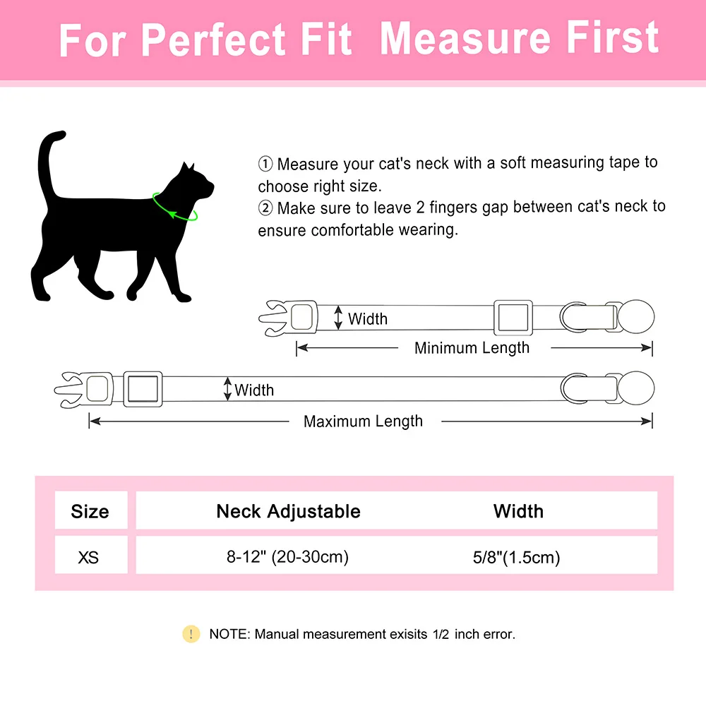 Custom Nylon Cat Collar Cute Print Kitten Cats Collars Quick Release Nylon Pet Necklace With Bell Adjustable for Cats Puppy Pink 6