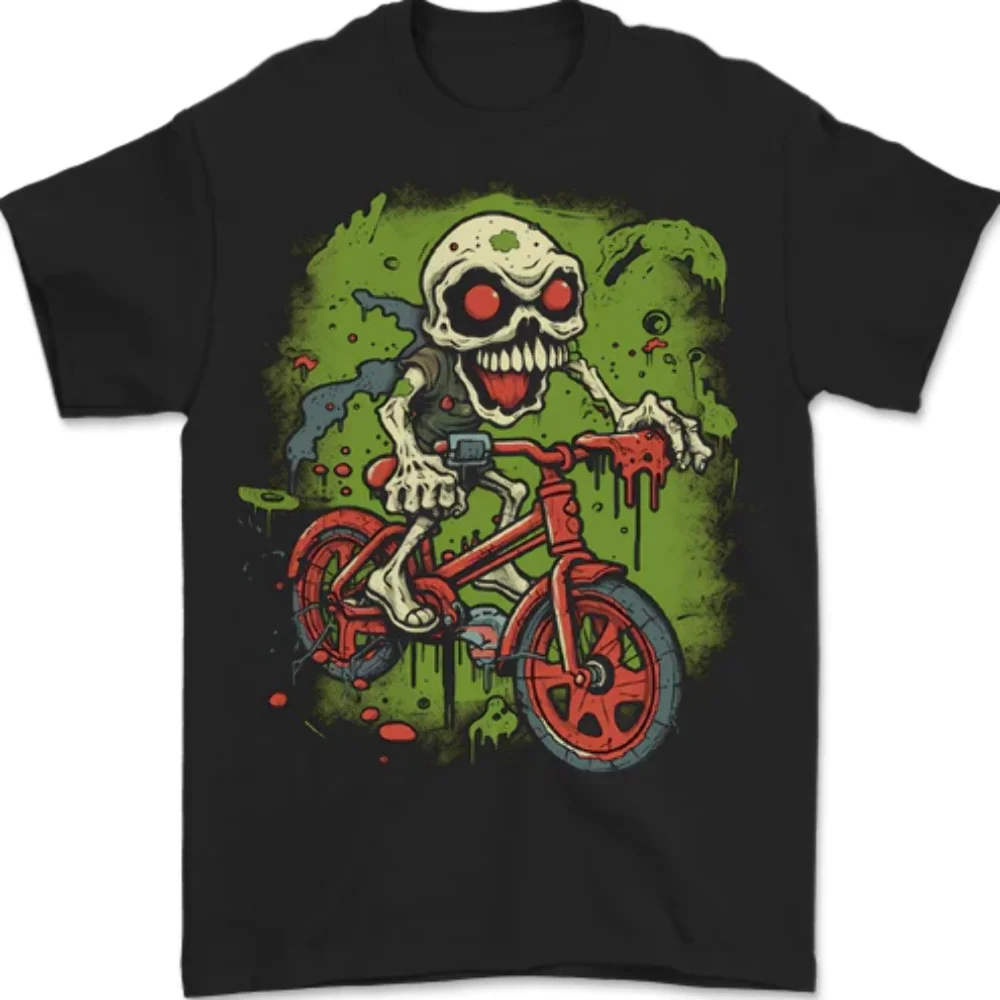 Zombie Ciclisti Halloween Bike Bmx Demon Skull T-Shirt 100% Cotone