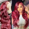 99j Burgundy Lace Front Human Hair Wig 13x4 Pre Plucked Transparent Lace Colored Body Wave 13x6 Hd Lace Frontal Wigs For Women 1