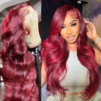 99j Burgundy Lace Front Human Hair Wig 13x4 Pre Plucked Transparent Lace Colored Body Wave 13x6 Hd Lace Frontal Wigs For Women 1