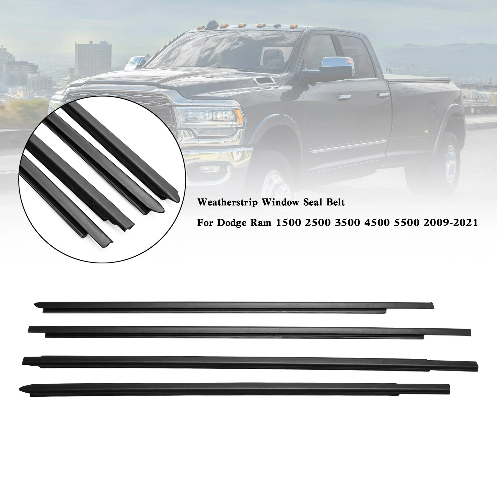 KLLJRFW 4 Pezzi Guarnizione per Finestra Modanatura Guarnizione Cintura Compatibile con 1500 2500 3500 4500 5500 Crew Cab 55372138AH