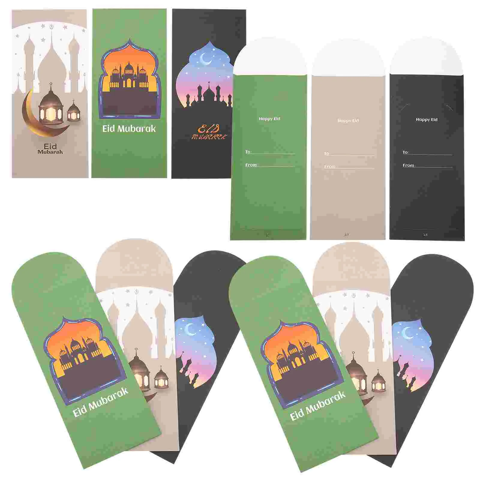 Eid Mubarak 현금 봉투, 돈 카드 종이 가방, 라마단 이슬람 Eid Al-Fitr 선물, 선물 장식, 18 개, 36 개