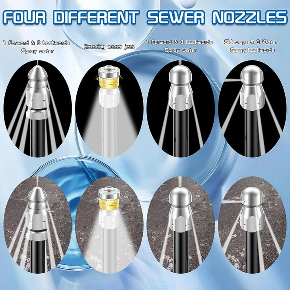 Sourcing Map 2pcs Pressure Washer Sewer Nozzle 1/4" Quick Connect 5000 PSI Stainless Steel Drain Blaster Rotating Button Nose Fixed Cleaning Water Hose Jet For Drain Cleaning Hose - Online Marketplace